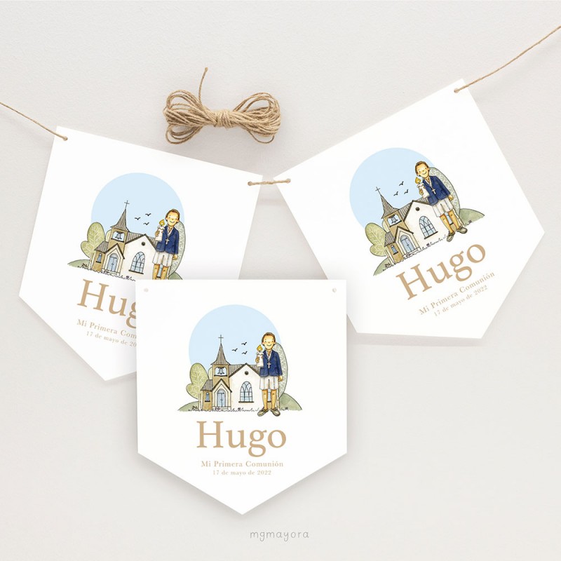 Banderines Comunión HUGO