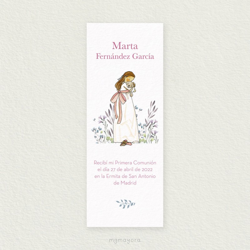 Marcapáginas Comunión Sencillo Niña MARTA