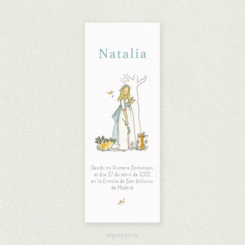 Marcapáginas Comunión Sencillo Niña NATALIA