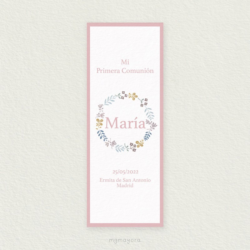 Marcapáginas Comunión Sencillo Vegetal MARÍA