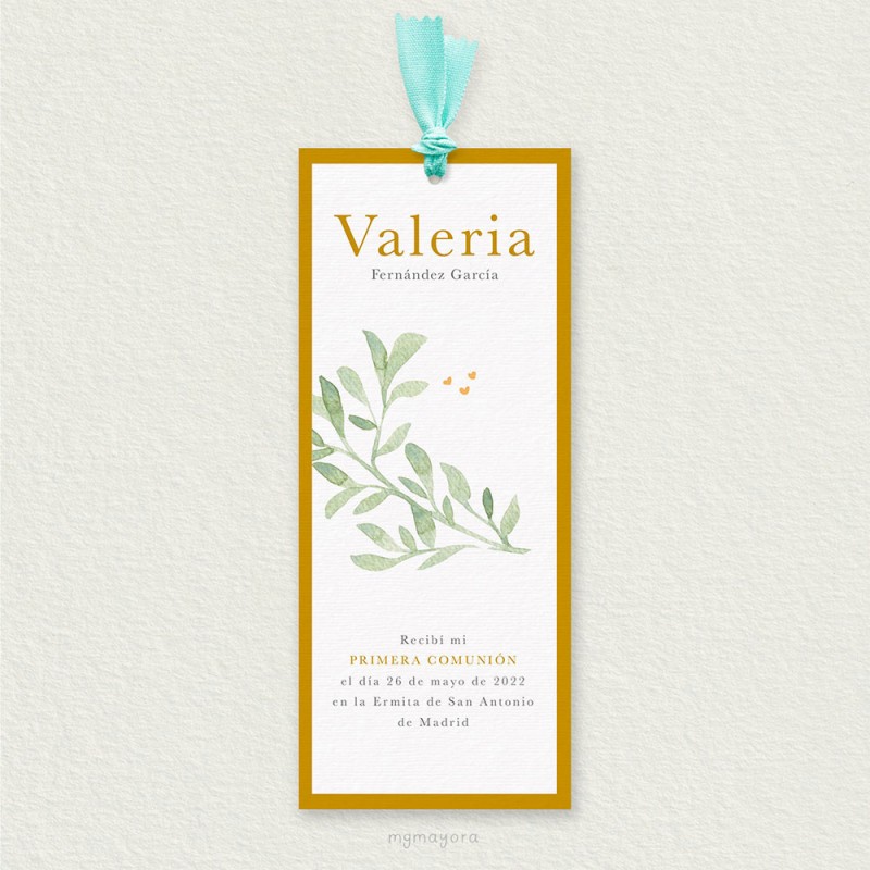Marcapáginas Comunión con Lazo Vegetal VALERIA