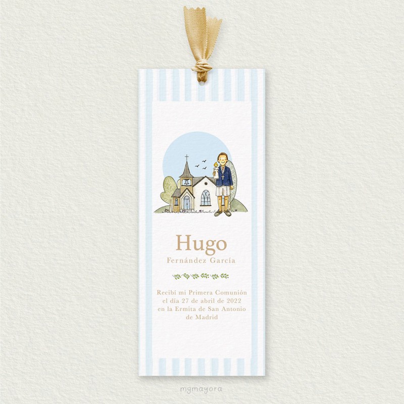 Marcapáginas Comunión con Lazo Niño HUGO