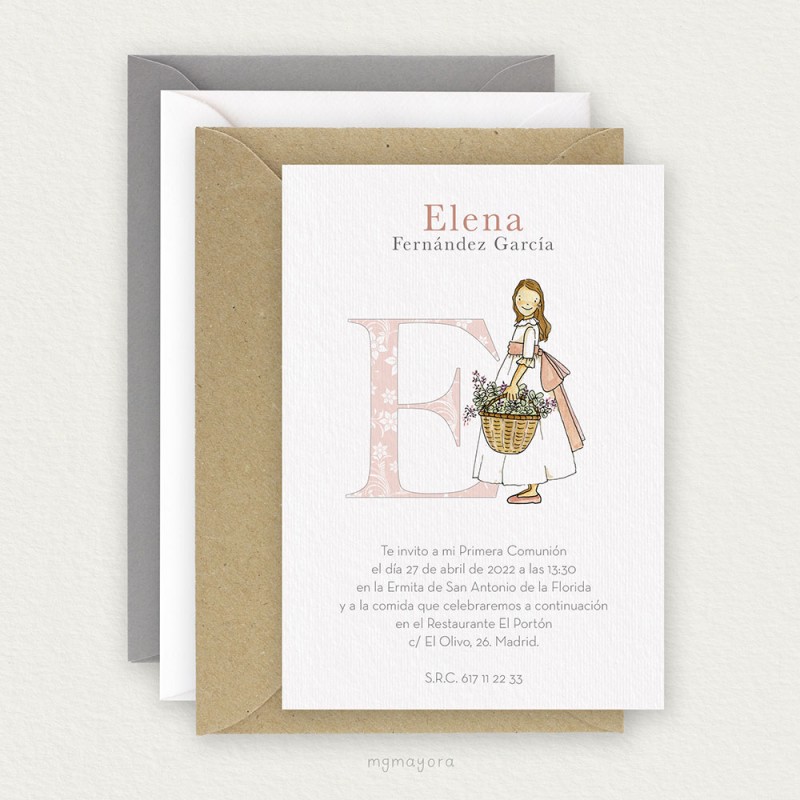 Invitación Comunión Sencilla Niña ELENA