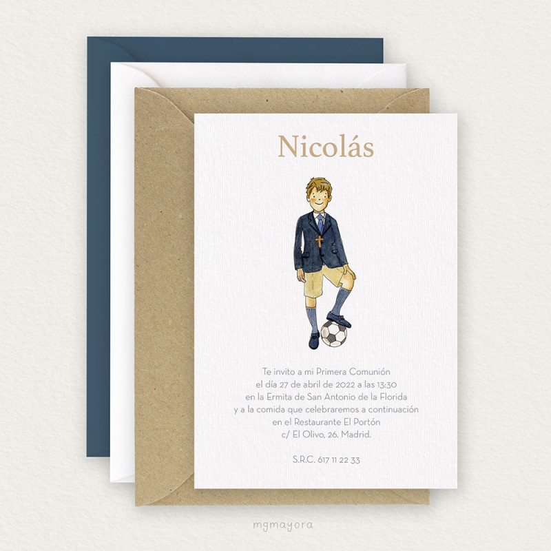 Invitación Comunión Sencilla Niño NICOLÁS