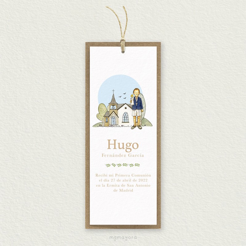 Marcapáginas Comunión Kraft Niño HUGO