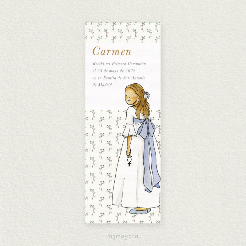 Marcapáginas Comunión Sencillo Niña CARMEN