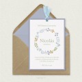 Invitación Comunión con Lazo Vegetal NICOLÁS