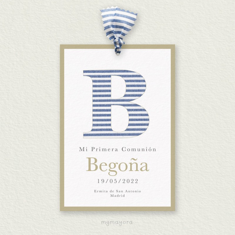 Recordatorio Comunión con Lazo de Tela BEGOÑA