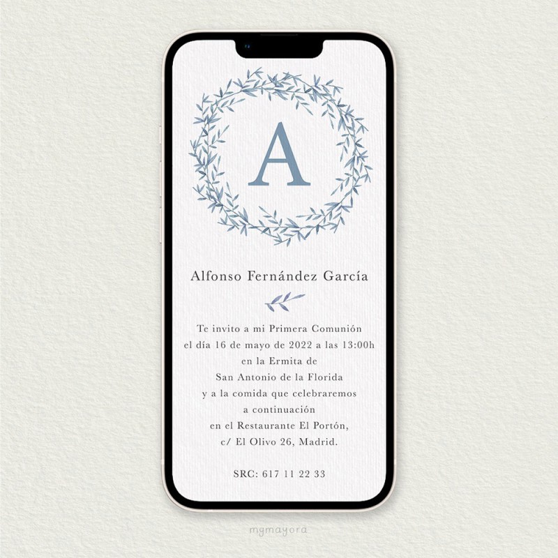 Invitación Comunión Digital Niño ALFONSO