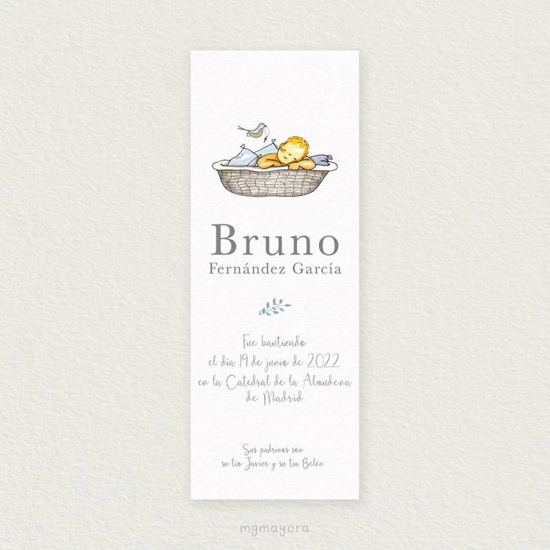 Marcapáginas Bautizo Sencillo Niño BRUNO