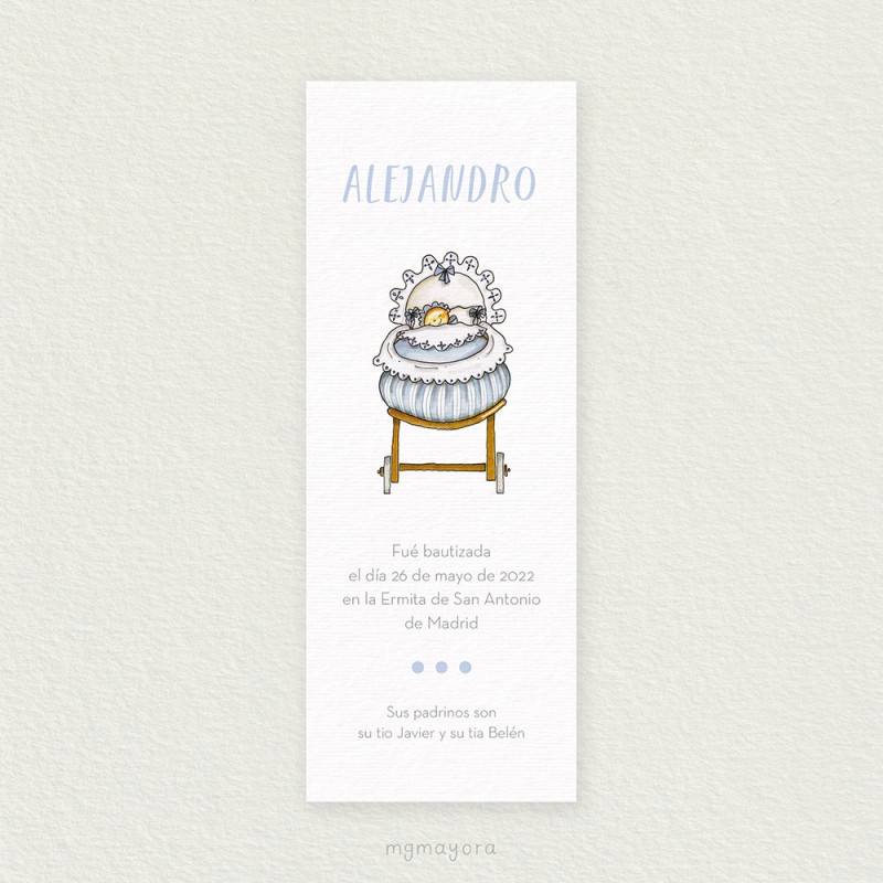 Marcapáginas Bautizo Sencillo Niño ALEJANDRO