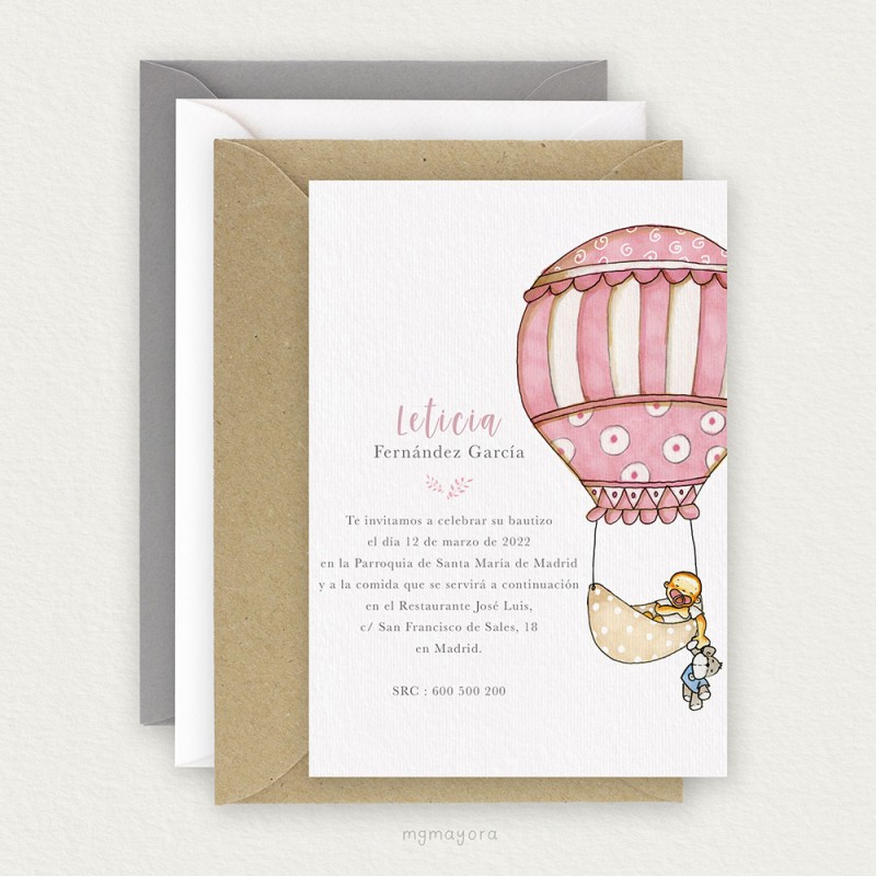 Invitación Bautizo Sencilla Niña LETICIA
