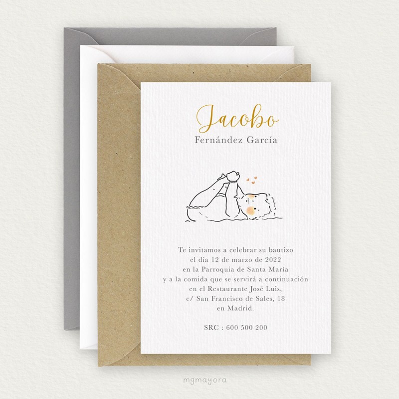 Invitación Bautizo Sencilla Niño JACOBO
