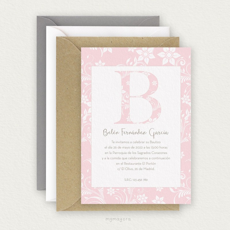 Invitación Bautizo Sencilla Niña BELÉN