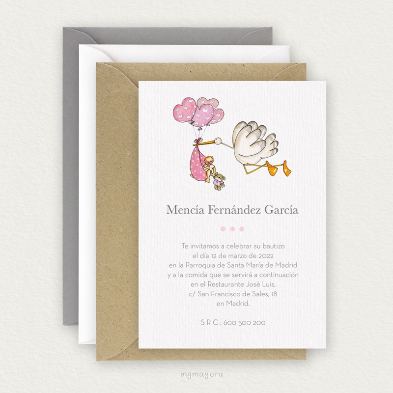 Invitación Bautizo Sencilla Niña MENCÍA