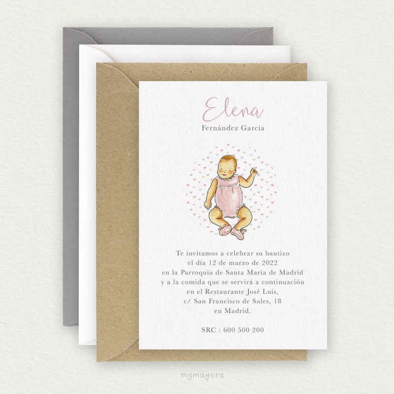 Invitación Bautizo Sencilla Niña ELENA