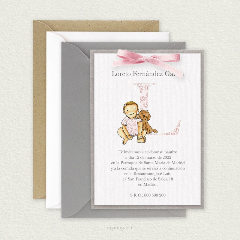 Invitación Bautizo con Cartulina Niña LORETO