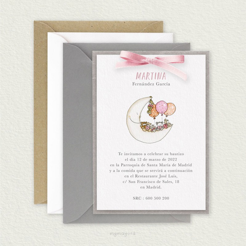 Invitación Bautizo con Cartulina Niña MARTINA