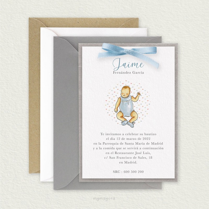 Invitación Bautizo con Cartulina Niño JAIME