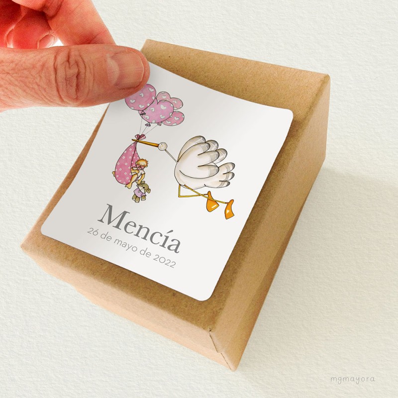 Pegatina Bautizo Niña MENCÍA (12uds)