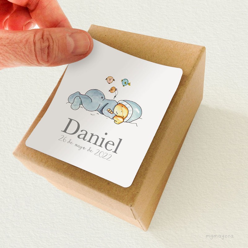 Pegatina Bautizo Niño DANIEL (12uds)