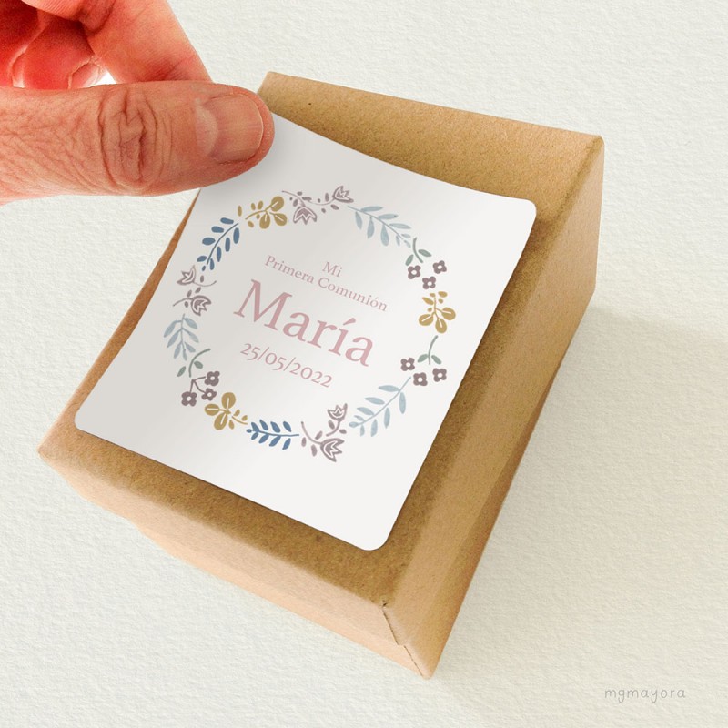 Pegatina Comunión Vegetal MARÍA (12uds)