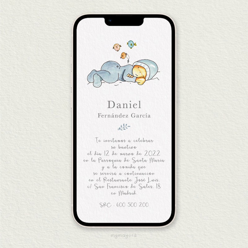 Invitación Bautizo Digital Niño DANIEL