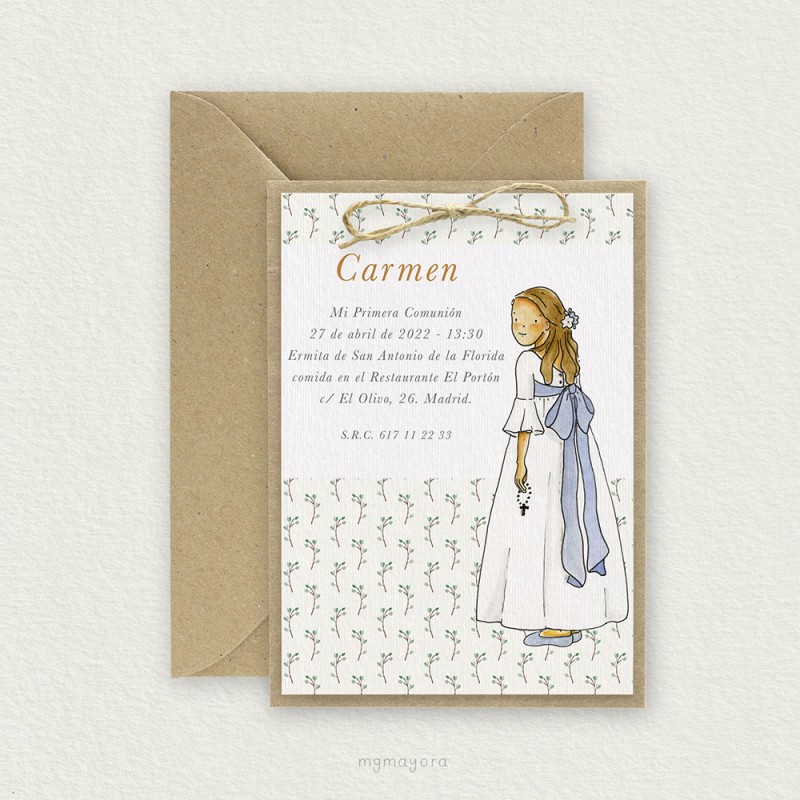 Invitación Comunión Kraft Niña CARMEN
