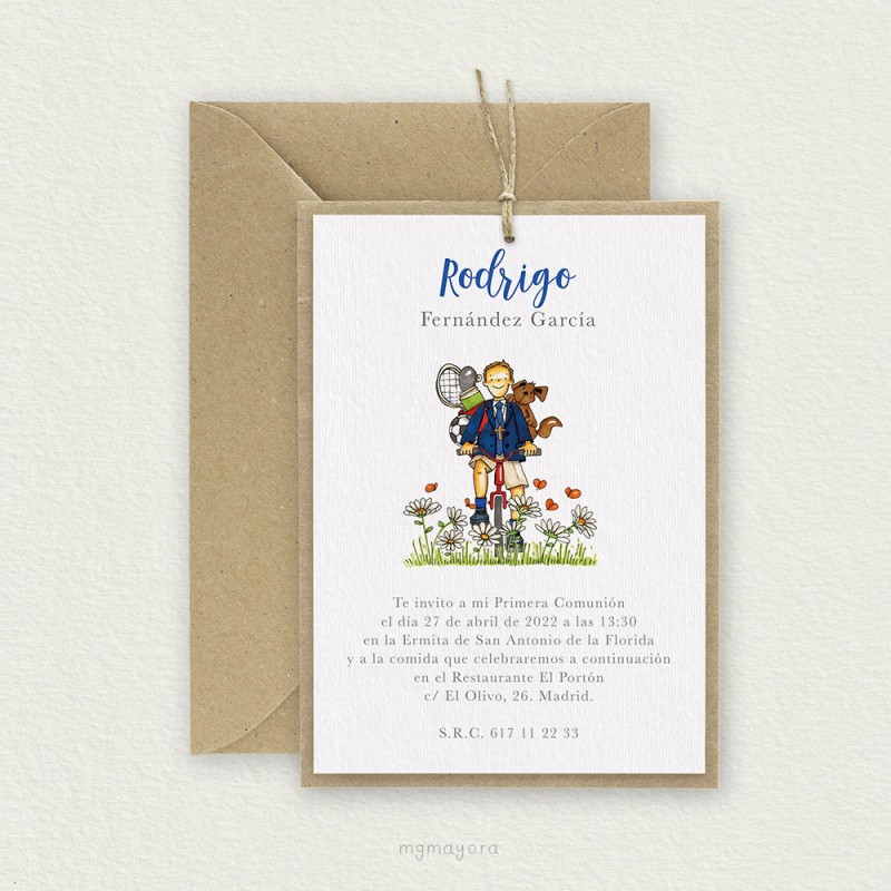 Invitación Comunión Kraft Niño RODRIGO