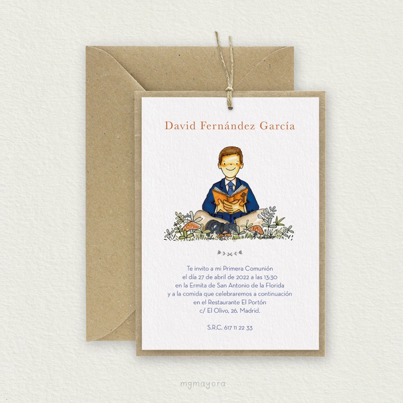 Invitación Comunión Kraft Niño DAVID